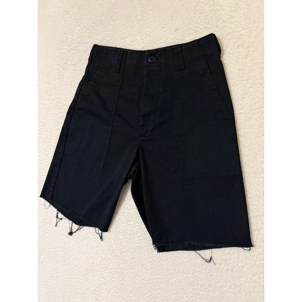 J Galt Shorts Womens Small Black Cutoff Twill Utility Casual Raw Hem Juniors